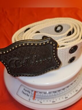 Billabong Vintage Cotton Canvas Belt w/Brass/Metal Detail & Buckle    E.U.C